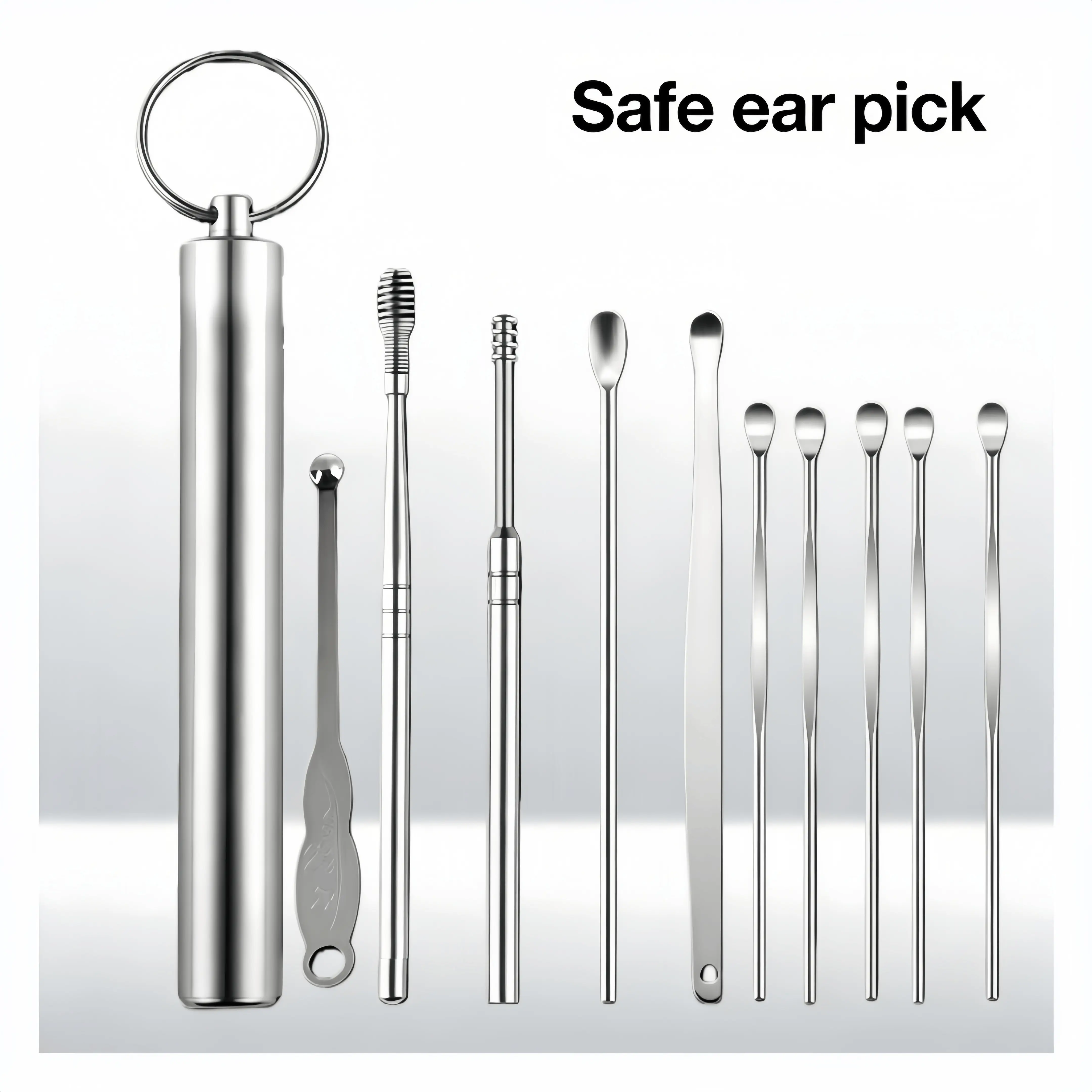 10-Piece Ear Cleaning Kit - Stainless Steel Earwax Removal Kit with Rotating Spoons, Convenient for Daily At-Home Safe Ear Care Products, 10-Piece Set, Daily Ear Care