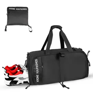 Design Collection Travel Sports Gym Bag/Small Foldable Gym Bag/ Multifunctional partition Outdoor Sports Bag/, Multifunctional Travel Duffle Bag, Lightweight and Waterproof, Made of Nylon(black)
