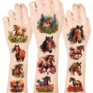 Temporary Horse Tattoos Stickers, Spirit Tattoo Paper, 10 Sheets Animal Pattern One-size Design, Perfect for Birthdays Parties, Ideal Gift for Kids