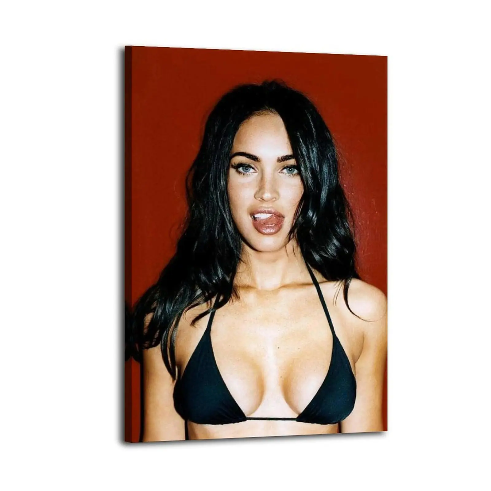 Megan Fox Cartoon Canvas Oil Painting - Wood-Mounted, Waterproof Wall Picture Decor, Animal-Themed Home Decoration Poster Print for Kid Room, Bathroom, Ideal Gift Option