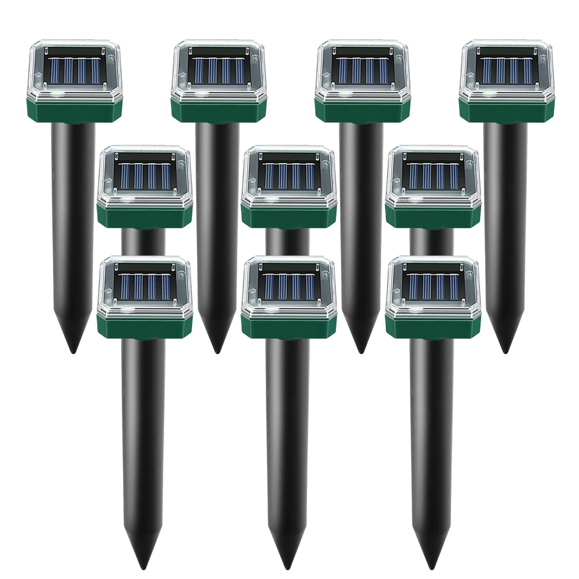 10 Pack Mole Repellent Gopher Repellent Solar Snake Repellent Ultrasonic Vole Gopher Repellent Sonic Waterproof Spikes Stakes for Garden Yard