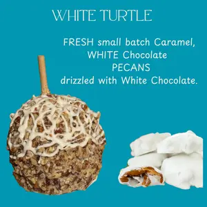 Copperpot Caramel Apple Gourmet White Chocolate Turtle with Caramel Pecans & White Chocolate Drizzle 12 oz Each Handcrafted in Small Batches