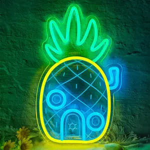 1 PC Wall-Mounted Pineapple House Acrylic Carved Neon Light, Decorative Light, Home Lighting, Home Decoration Lamp, Modern Mood Lighting, USB Powered Dimmable, Perfect for Gaming Room, Parties, Home Bar, Birthday Gifts