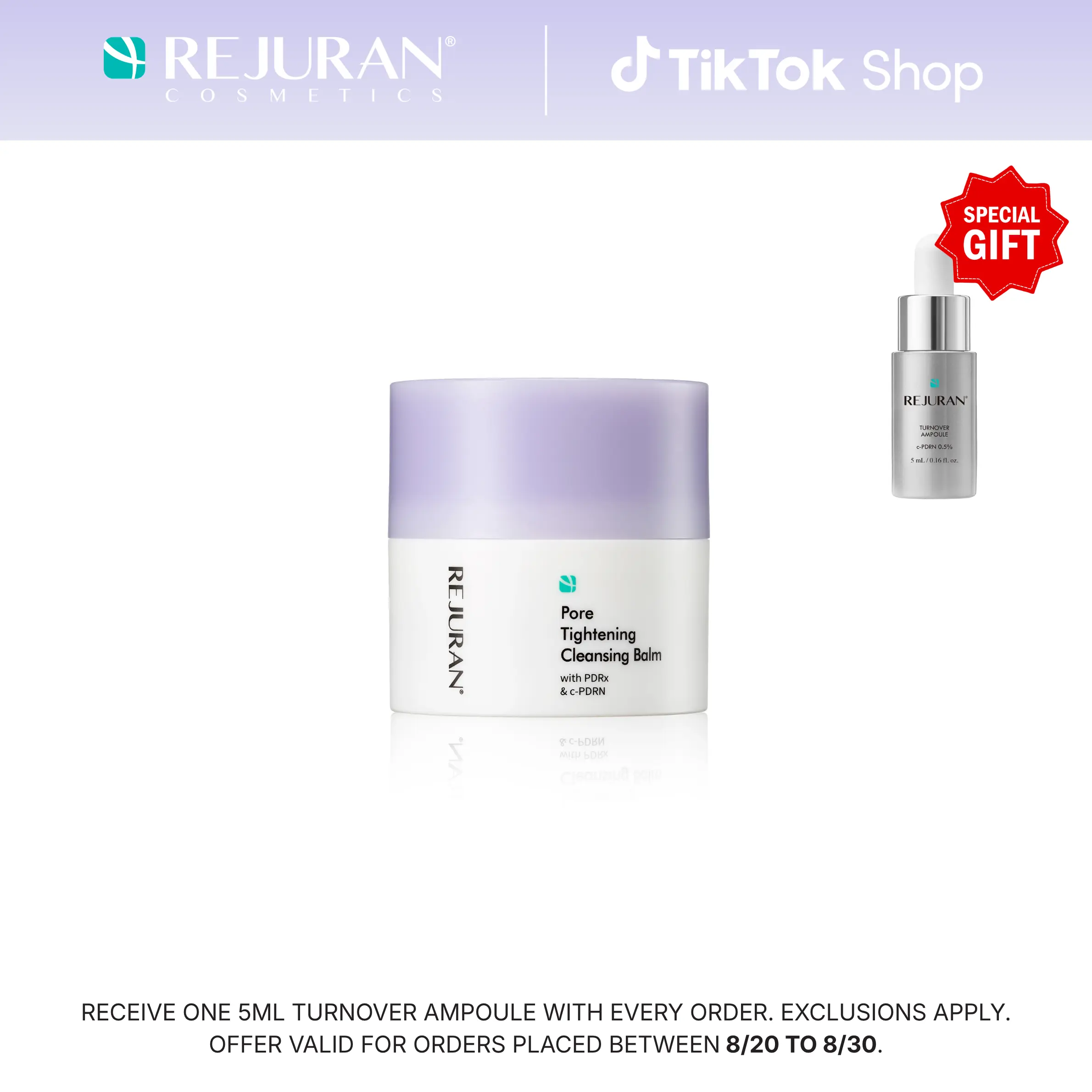 REJURAN Pore Tightening Cleansing Balm with PDRx & c-PDRN 50ml – Deep Makeup & Blackhead Cleanser with Salmon DNA & Tannin Complex – 3-Step Transforming Balm, Fragrance-Free