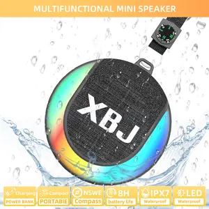 XBJ Mini Bluetooth Speaker with LED Lights & Compass - Waterproof, Rechargeable, Portable, Four-in-One Gift for Travel, Birthday, Christmas Compact, Micro, Protection, Rechargeable, Smartphone, Wireless