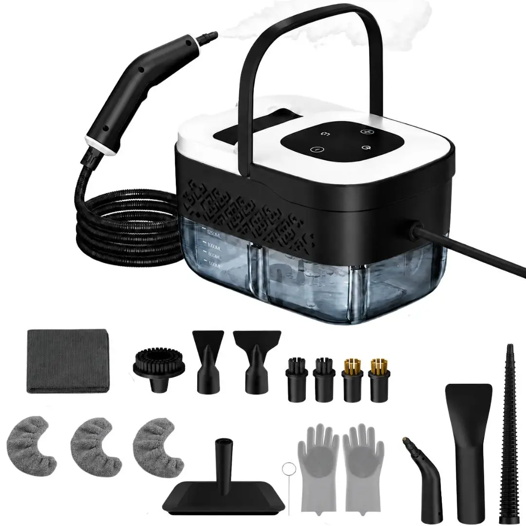 Handheld Steam Cleaner for Home & Car, Compact Portable Steamer with Top Handle and Multiple Nozzles, 6-Level Adjustable Steam Control, 15s Fast Heat-Up, 18 Accessories, 221°F High-Temperature Deep Cleaning