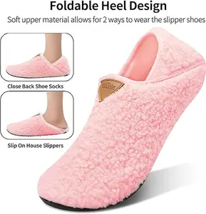Plush Slippers Memory Cotton WarmIndoor Slippers Winter Warm Non-SlipRubber Sole Women Walking ShoesShoe Slide Footwear Fur