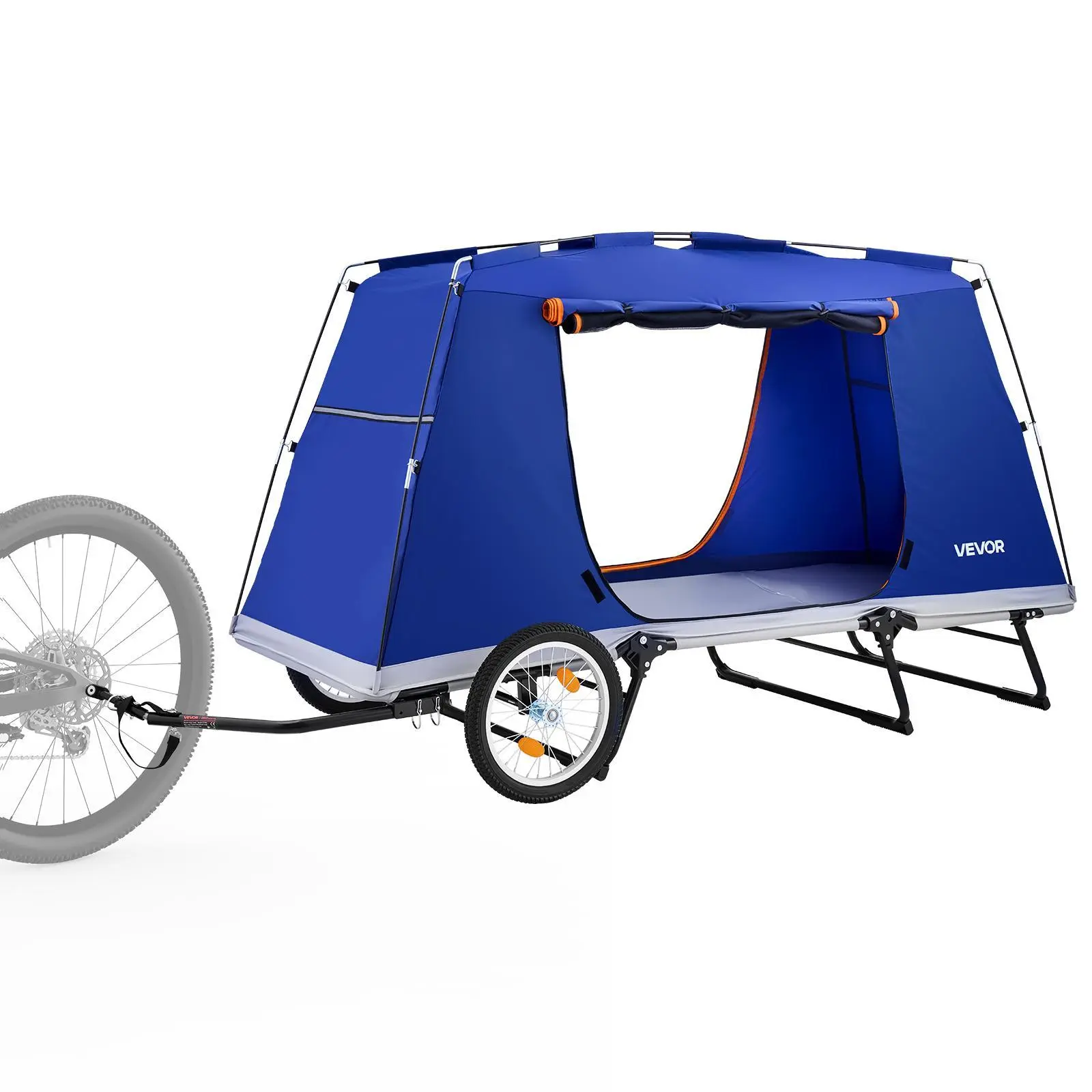 VEVOR Bike Camper Trailer Tent - 300 lbs Static Load Folding Bicycle Wagon for Adults, 16-Inch Wheels, PU2000 Water Resistant Oxford Fabric, Carbon Steel Frame, Quick Setup, Fits 22-28 in Bikes, Travel & Off-Road Camping Cargo