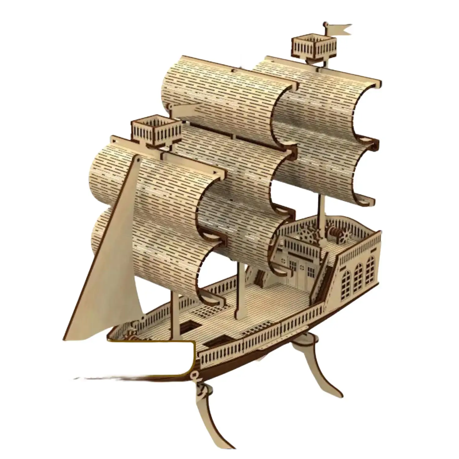 Wooden Nautical DIY Pirate Ship Assembly Kit, Toys & Hobbies Woodwork Project for Kids, Classic