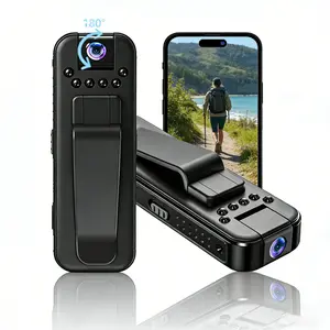 Mini Body Camera with Clip Design, 1080P Wearable Action Camera 180° Rotating Lens, Small Vlogging Camera with Infrared Night Vision & WiFi, Portable Handheld Sports Camera for Outdoor Activities, Cycling, Pet Mount, Work, Travel, Video Recording Camera