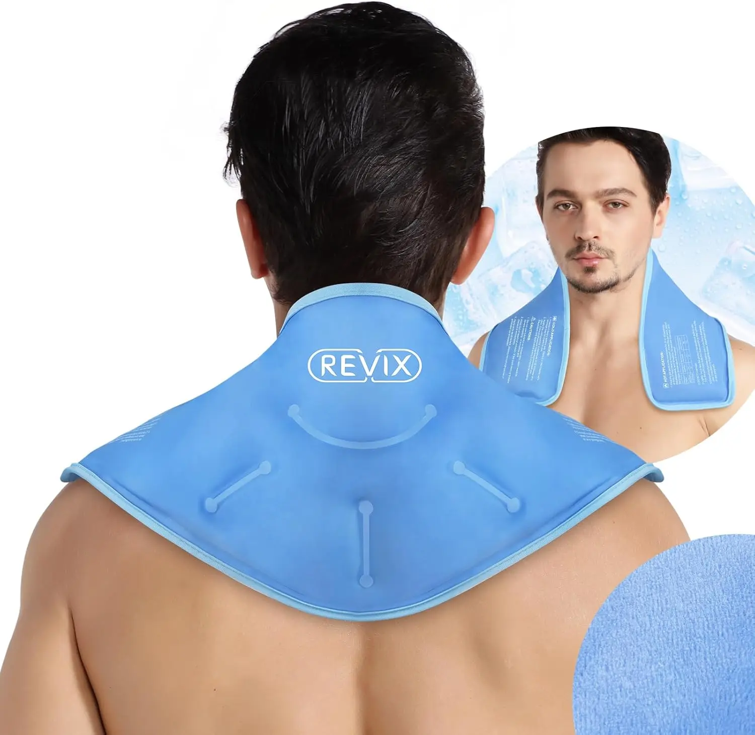 REVIX Multipurpose Soft Extra Large Contoured Cold Pack, Reusable Cooling Neck Wrap with Double Sides, Freeze/Microwave for Shoulder, Back, Cooling Pads, Contoured Shape