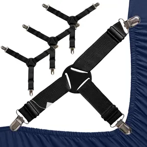 Gorilla Grip Bed Sheet Straps, Adjustable Elastic Fasteners with Metal Clips, Keep in Place Fitted Bedding Holder, Easy Install Suspenders Mattress, Firm Tight Accessories