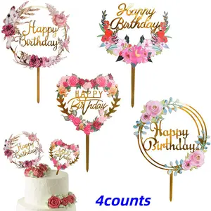 Butterfly Heart Flower Cake Decor Set, Birthday Happy Letter Baking Tools Party Supplies, Perfect for Birthday Cakes and Girl Desserts, Cake Decorating Supplies