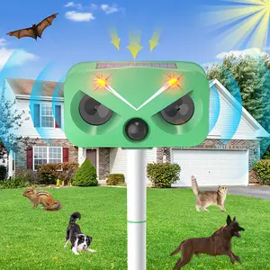 Solar Ultrasonic Waterproof Animal Repeller, Dual Mode, Gentle Fox Deterrent, Garden Lawn Protector, Motion Sensor, Flash Light