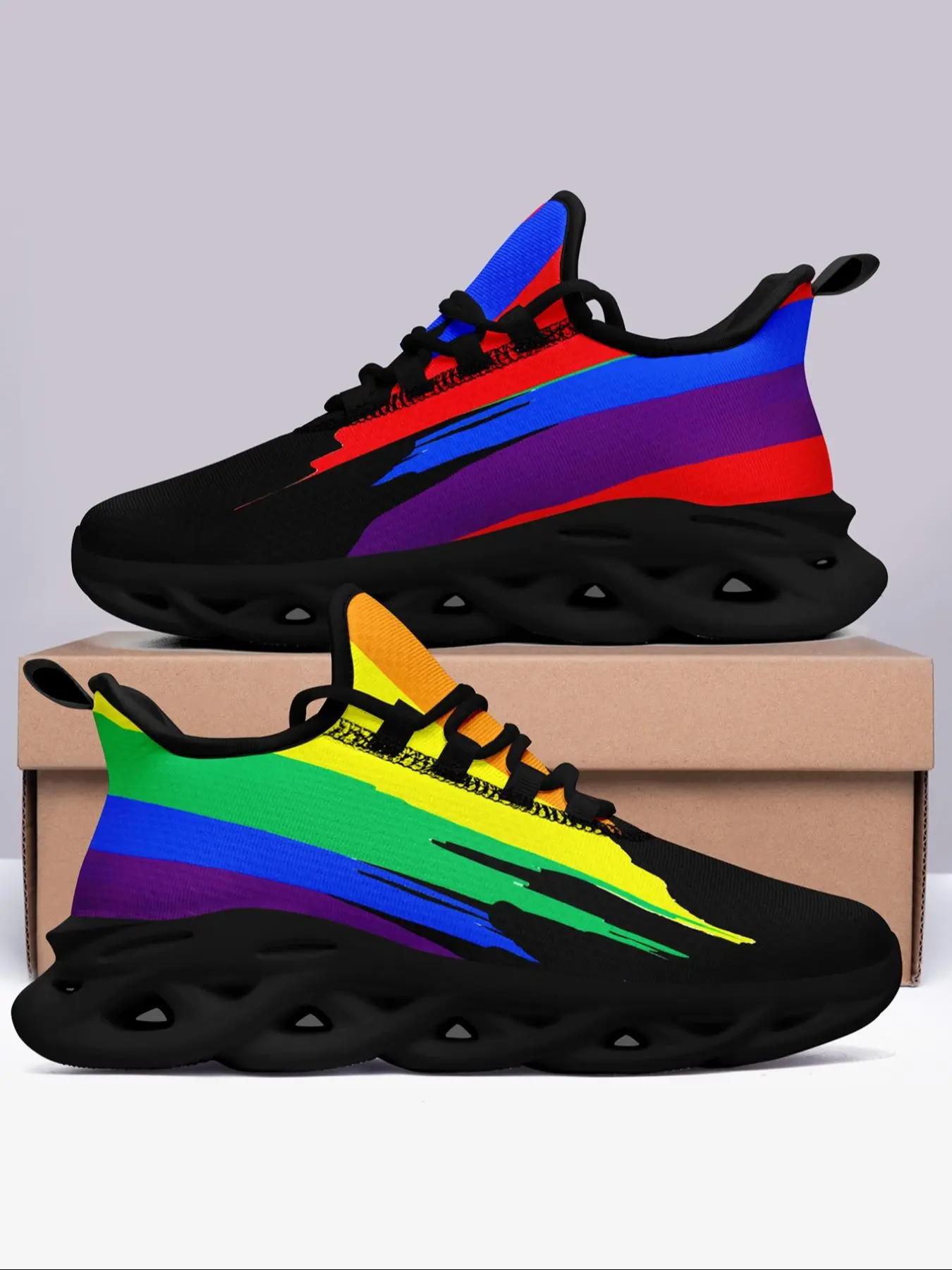 Women's Fashionable Rainbow Glitter Sneakers, Casual Comfortable Breathable Sports Running Shoes, Female All-match Round Toe Chunky Sneakers for Daily Life