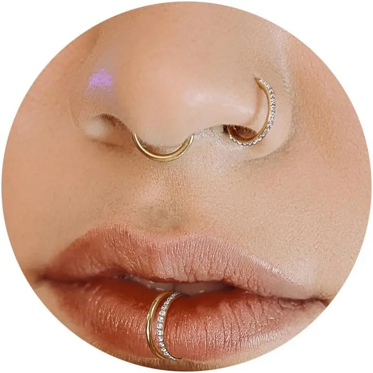 3 count Titanium Earring Nose Ring, Cartilage  Helix Earring Tragus  for Women Rook Hoop Ear Stacks