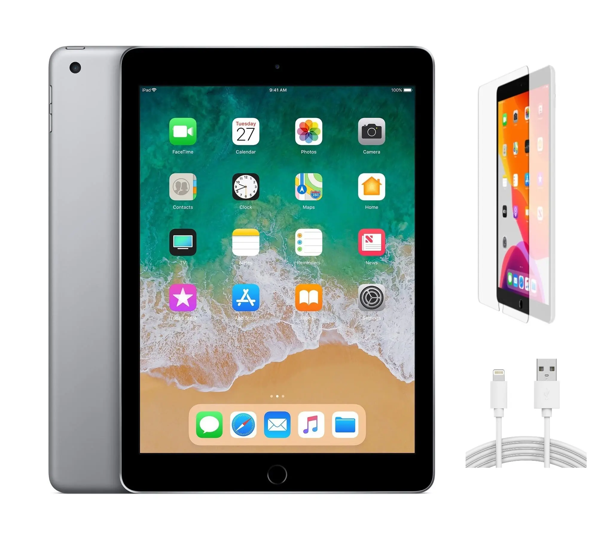 Refurbished Apple iPad 6th Gen WiFi-Excellent Condition with Tempered Glass Screen Protector & 1 Year Warranty