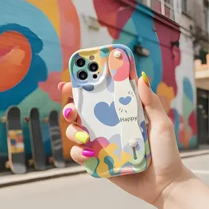 Graffiti Heart phone case with anti-drop TPU full edge wrapping, suitable for models 13/14/15/16/17
