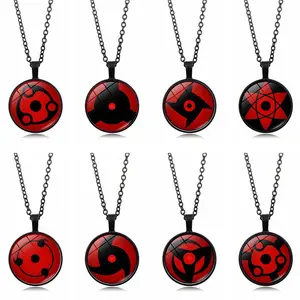 Naruto Sharingan Time Gem Pendant Necklace for Men and Women Fashion Anime Accessories Sweater Chain Jewelry Wholesale