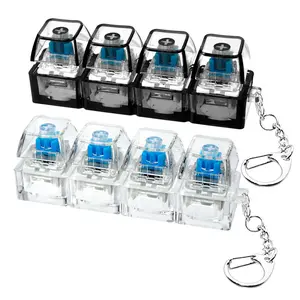 2 PACK Keyboard Fidget Toys for Adults，Mechanical Button Keyboard，Sensory Toys for Anxiety Stress Relief，Portable Sensory Anxiety Relief Keychain (Black + Transparent)