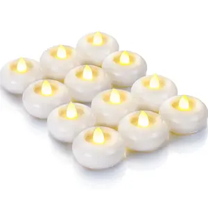 2” Floating Candles, 100+ Hour Plastic Battery Operated Flickering Waterproof Tealights for Cylinder Vases, Centerpieces at Wedding, Party, Pool, Holiday Energy Saving halloween decor christmas lights christmas decor