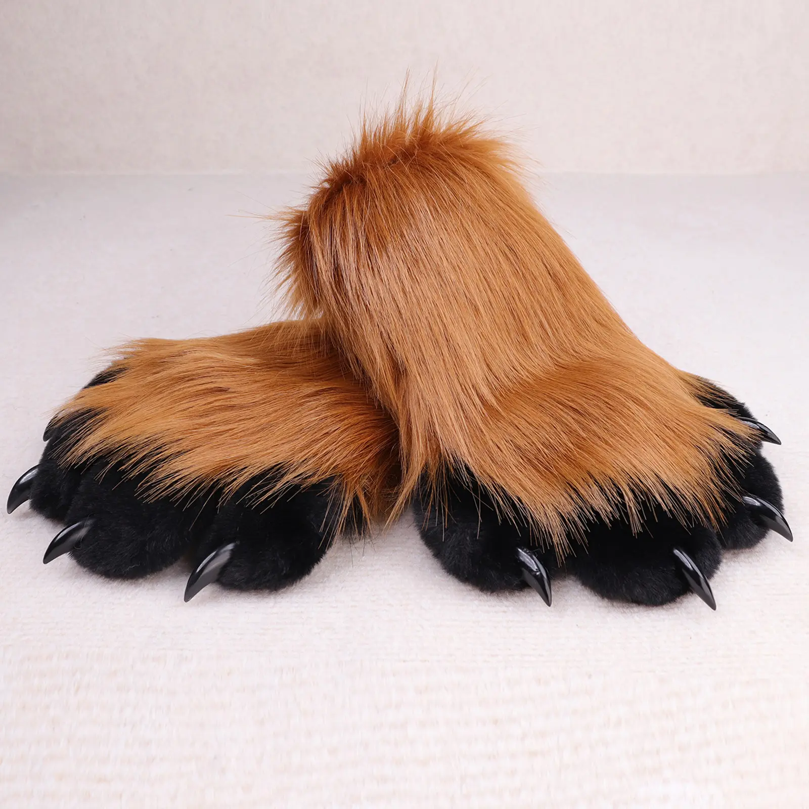 Fluffy Furry Cat Paw Gloves - 3D Soft Paw Pads & Claw Decor, Plush Cosplay Hand Puppets for Fursona, Costume Parties, Halloween & Daily Cute Props
