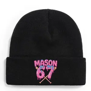 Six Seven Ice Cream Drip 67 Fun Masonic Winter Hat--Made of 100% Acrylic Knitted Fabric, Soft and Warm, with Elastic Cuff, Unisex Style.Ice Cream Drip Design, Suitable for Outdoors and Cold Weather, Enhances Brand Recognition as a Fashion Accessory