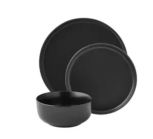 Alessandra Matte Black 12-Piece Stoneware Dinnerware Set with Elegant Design and Versatile Use