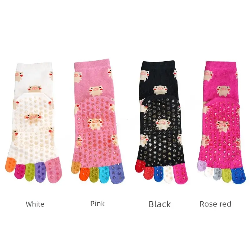 Yoga socks five-finger socks medium stockings non-slip Pilates special socks wear-resistant fitness floor socks cotton socks on Athletic Gripper Socks