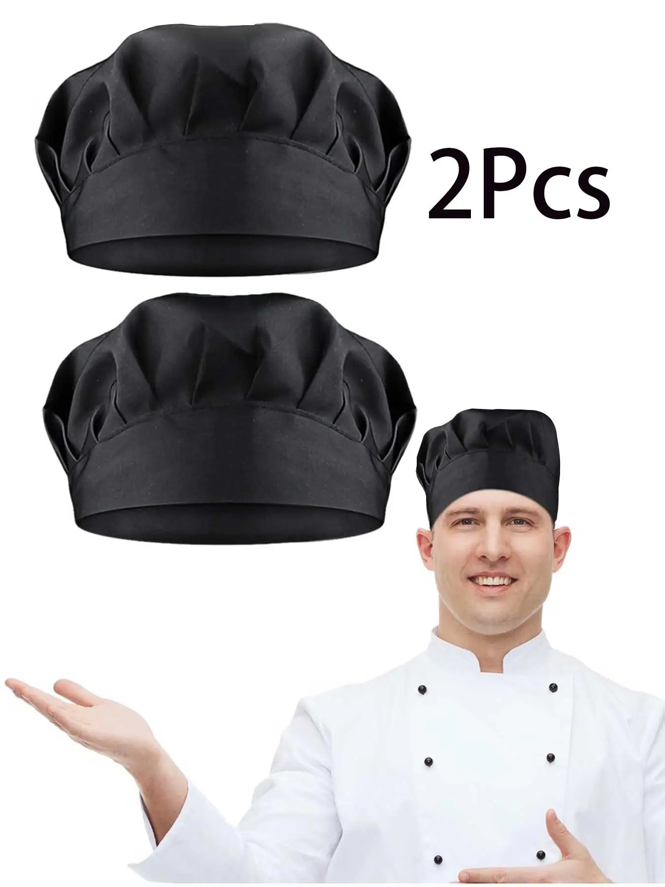 Adult Chef Hat Set (2 Pack), Adjustable Loose-Fit Chef Hats for Home Kitchen Cooking and Baking, Group Activities, Multiple Colors Available