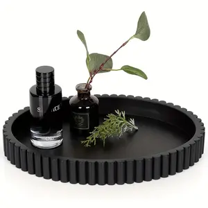 Decorative Tray For Coffee Table, Living Room, Side Table, 11" Round Wood Fall Home Decor Serving Trays For Accent Table, Console Table, Multipurpose Tabletop Jewelry Organizer, Jewelry Trays, Diamond Painting Storage, Christmas Decorations Gifts (N