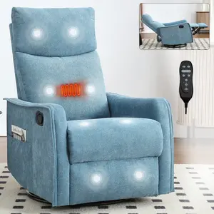 Swivel Massage Recliner Chair Heat Massage Manual Recliner Chair with Rocker and Swivel in Fabric for Living Room BedRoom Office