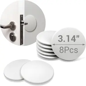 Door Stopper - 3.14" White Door Stoppers for Wall (8 Pack), with Heavy-Duty Adhesive - Wall Protector & Shock-Absorbent Protectors from Door Knobs - Prevents  on Walls & Doors