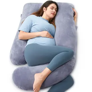 Pregnancy pillow, U-shaped full-body pregnancy pillow with removable pillowcase, 57-inch pregnancy sleeping pillow, gray.