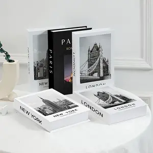 Paris City Pattern Book Decoration, 3 Counts/set Modern Home Decoration Vintage Decor Fashion Urban Minimalist Decoration Book, Fake Book Model Stacked Photo Props