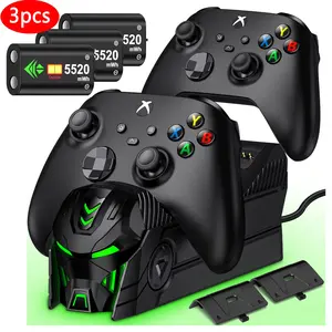 Xbox Controller Charger Station for Xbox Series X|S/Xbox One/X/S/Elite/Core, Dual Xbox 1 Charging Dock Station for Xbox One Controller Battery Pack with 3x5520 mWh Rechargeable Battery & 4 Battery Cover Kit