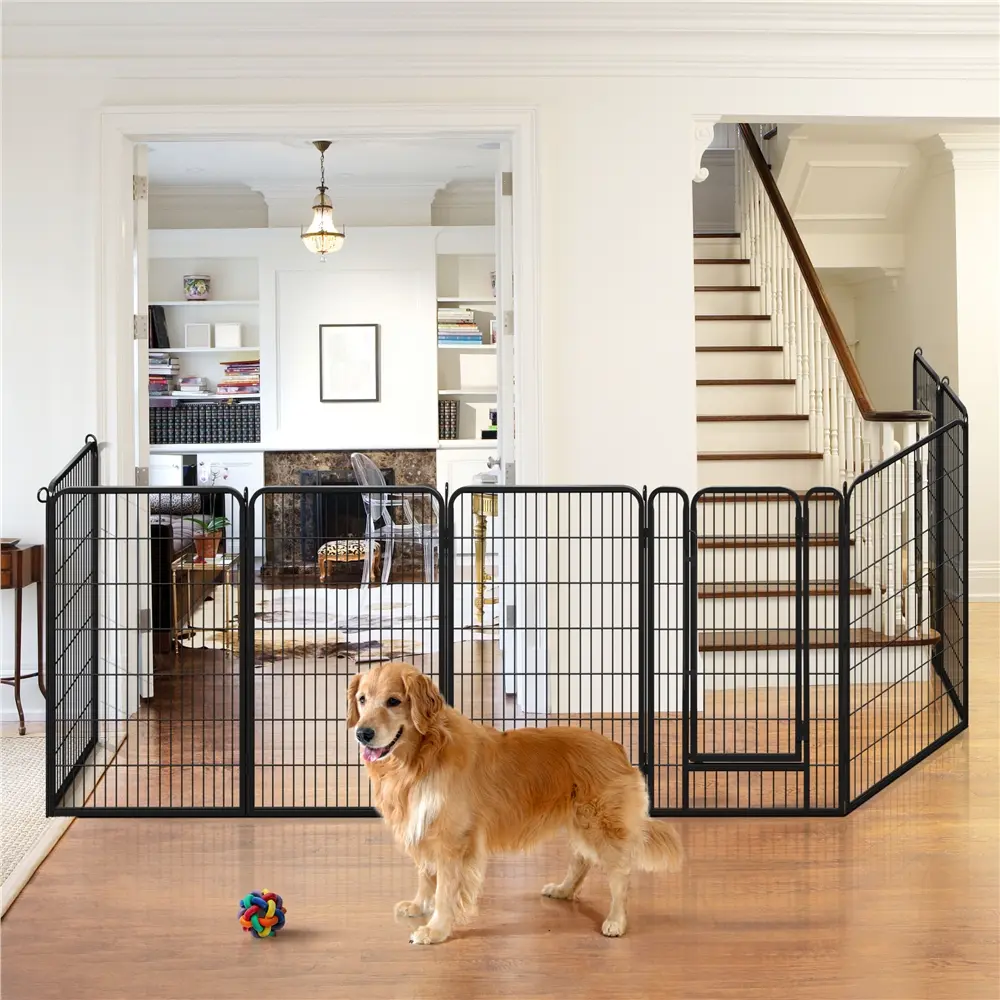 Yaheetech 6-Panel Metal Dog Playpen - Indoor-Outdoor Exercise Barrier with Door, Portable 25/32/40/47 in Enclosed Pet Enclosure for Puppies, Puppy Fence, Exercise Puppy Playpen