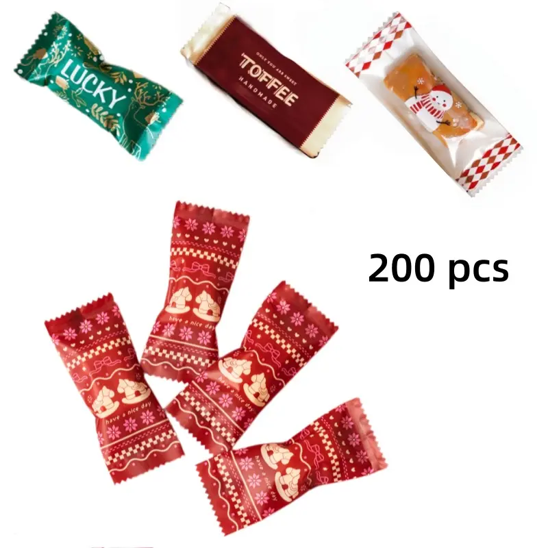 [Back to School]200 PCS Luxury Thick Aluminum Foil Candy Bags, Heat Sealing Pouches for Nougat, Toffee & Coffee Candy, Disposable Individual Wrappers-MM1