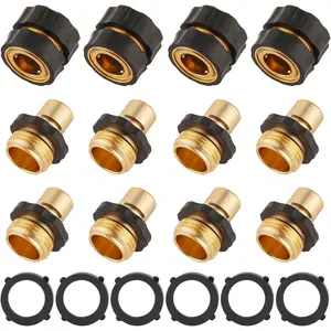 12 count Quick Connect Hose Fittings for Garden Hose Quick Connector with Gasket, 3/4 Inch GHT Male and Female Attachment Quick Release Water Hose Adapter
