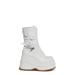 Mad Hustle Wedge Platform Boots - White