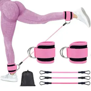 Ankle Resistance Bands with Cuffs, 1 Set Ankle Bands for Leg and Glute Workouts, Booty Workout Equipment for Kickbacks and Hip Fitness Training, Ankle Band Set with Adjustable Straps for Yoga and Fitness