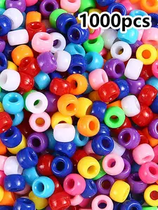 1000 Pieces Small Pony Beads, Multicolor Bracelet Beads, Braided Beads, Craft Beads, Plastic Beads, DIY Jewelry Making Supplies