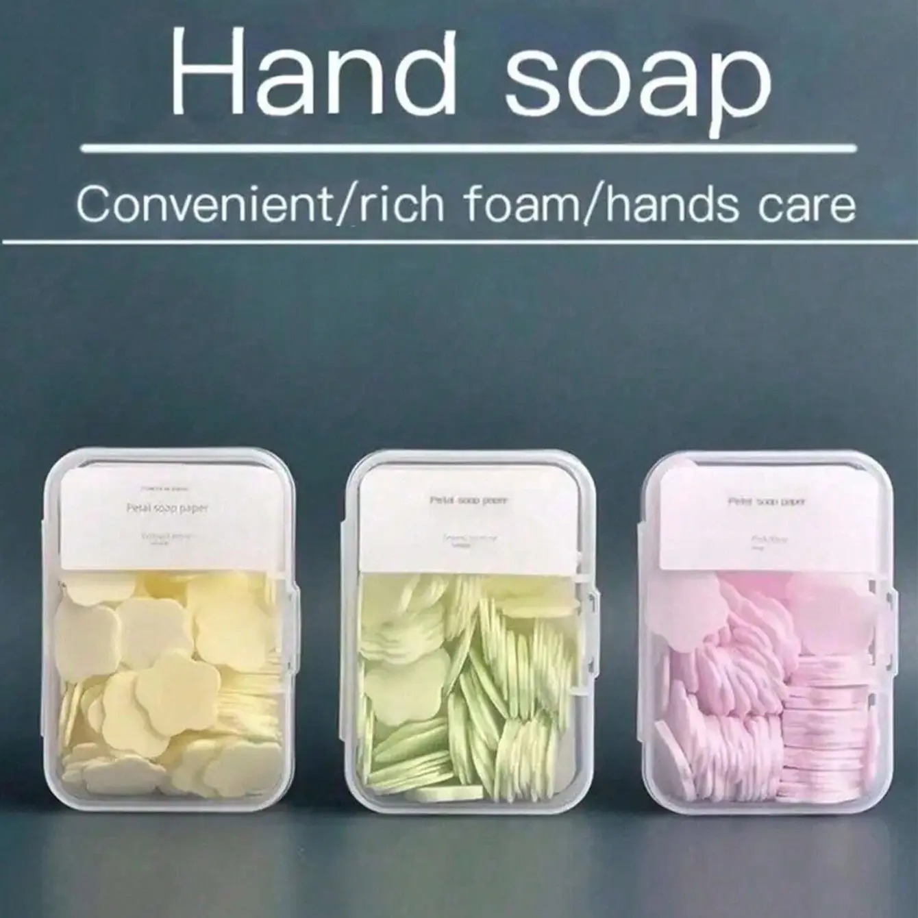 3 Boxes/set Random-Color Travel Paper Soap Sheets (about 300 counts), Bath Essentials, Flower-Shaped Disposable Scented, Subtle Scent Soap, Floral Soap Flakes, Portable Lightweight Hand Soap for Indoor/Outdoor Travel, Camping, Hiking