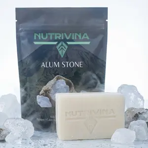 Nutrivina Alum Stone Facial Bar Soap - Purifying, Natural Deodorizing Power, Antibacterial, Mineral-Based Protection, Gentle on Sensitive Skin, Creamy Lather
