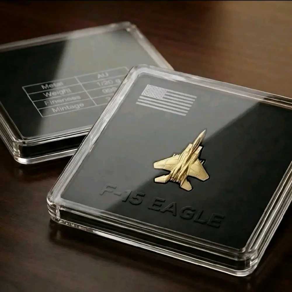 1/20 Scale .999 Gold F-15 Fighter Jet Collectible Coin, Display Item