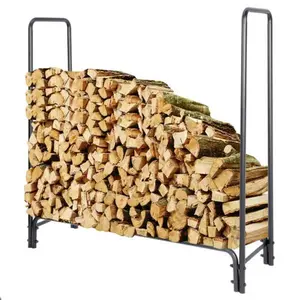 4' Heavy-Duty Steel Tubular Firewood Rack, All-Seasons Weatherproof Indoor/Outdoor Fireplace Wood Holder, 330 lbs Load Capacity, Quick-Setup Home Organizer