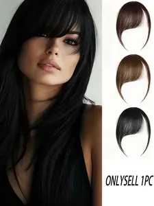 Clip-In Synthetic Bangs Hair Piece for Women, Natural-Looking Fake Fringe with Sideburns, Seamless Thin Hair Extension for Instant Hairstyle Change, Lightweight Bangs for Daily Wear and Styling, Synthetic Hairpieces