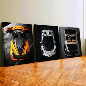3Pcs Wooden Framed Canvas Painting, Three Classic Sports Cars Top View Images, Exquisite Poster, Home Decoration, Pattern Wall Art Decor, For Living Room, Bedroom, Office, Restaurant, Bar Wall Decor, Waterproof, Odorless, Painting, Print Artwork.