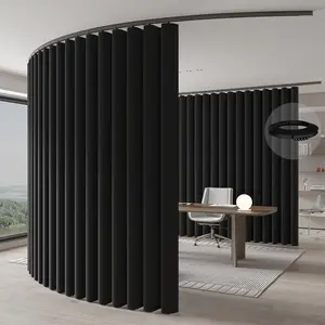 Room Divider Curtain Ceiling Curtain Track Set for Blackout and  (Black Curtain + Black Track) 106" W x 84" L -