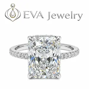 [EVA Jewelry]Radiant Cut 4CT 925 Sterling Silver Synthetic Moissanite Ring